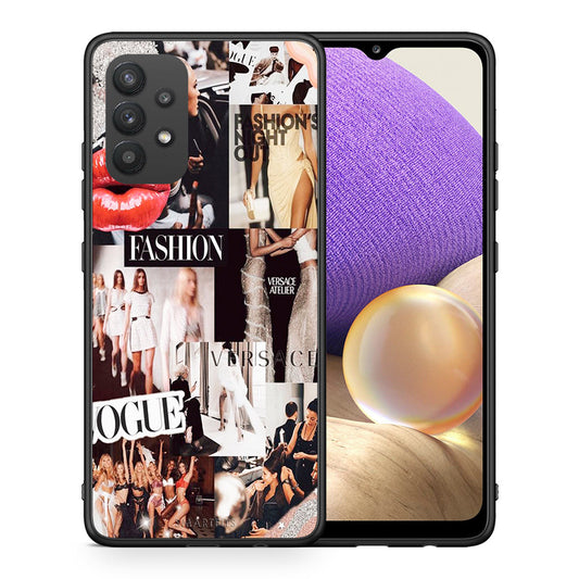Θήκη Αγίου Βαλεντίνου Samsung A32 4G Collage Fashion από τη Smartfits με σχέδιο στο πίσω μέρος και μαύρο περίβλημα | Samsung A32 4G Collage Fashion case with colorful back and black bezels