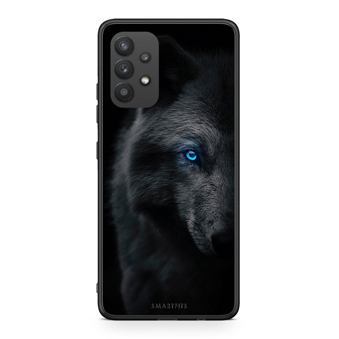 Samsung A32 4G Dark Wolf θήκη από τη Smartfits με σχέδιο στο πίσω μέρος και μαύρο περίβλημα | Smartphone case with colorful back and black bezels by Smartfits