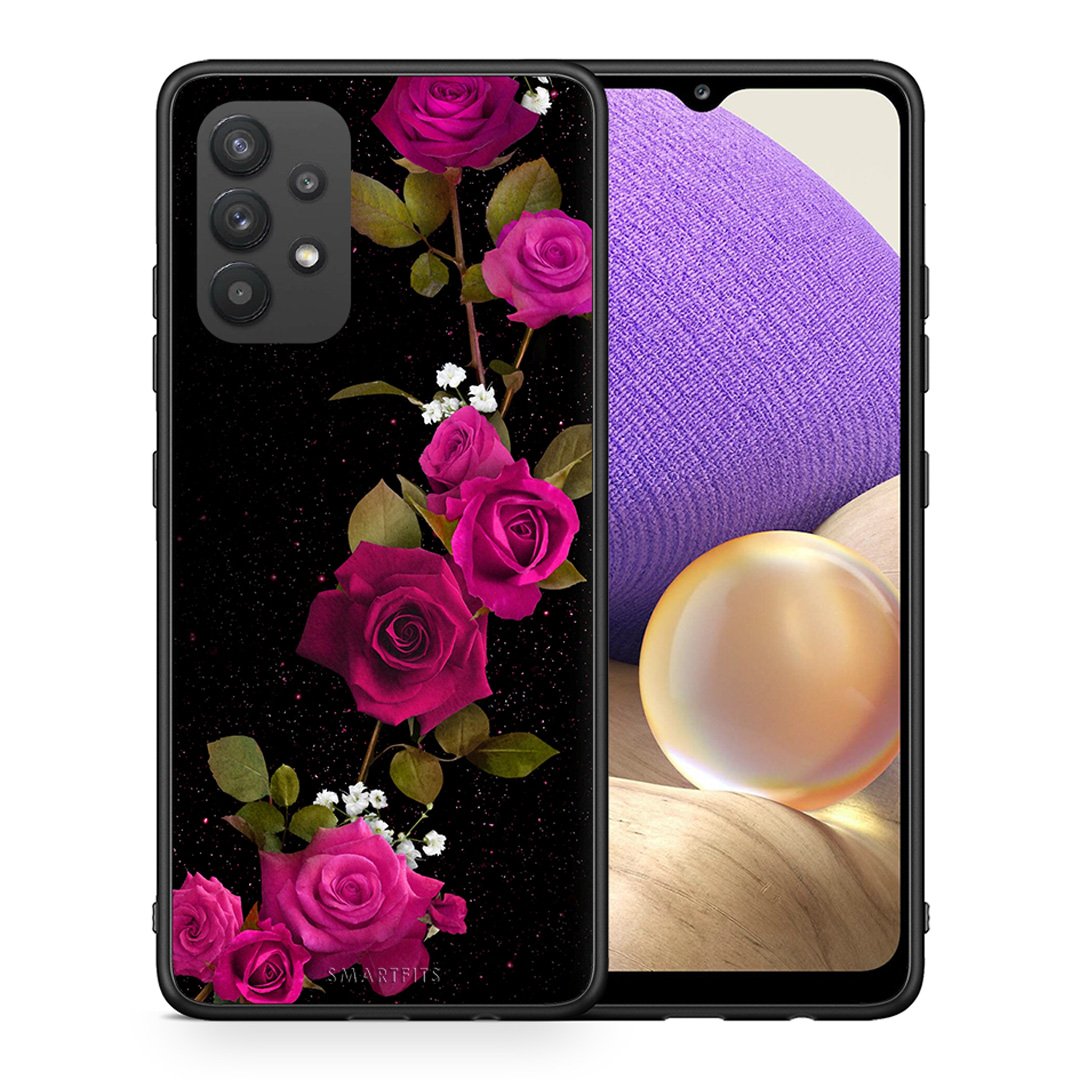Θήκη Samsung A32 4G Red Roses Flower από τη Smartfits με σχέδιο στο πίσω μέρος και μαύρο περίβλημα | Samsung A32 4G Red Roses Flower case with colorful back and black bezels