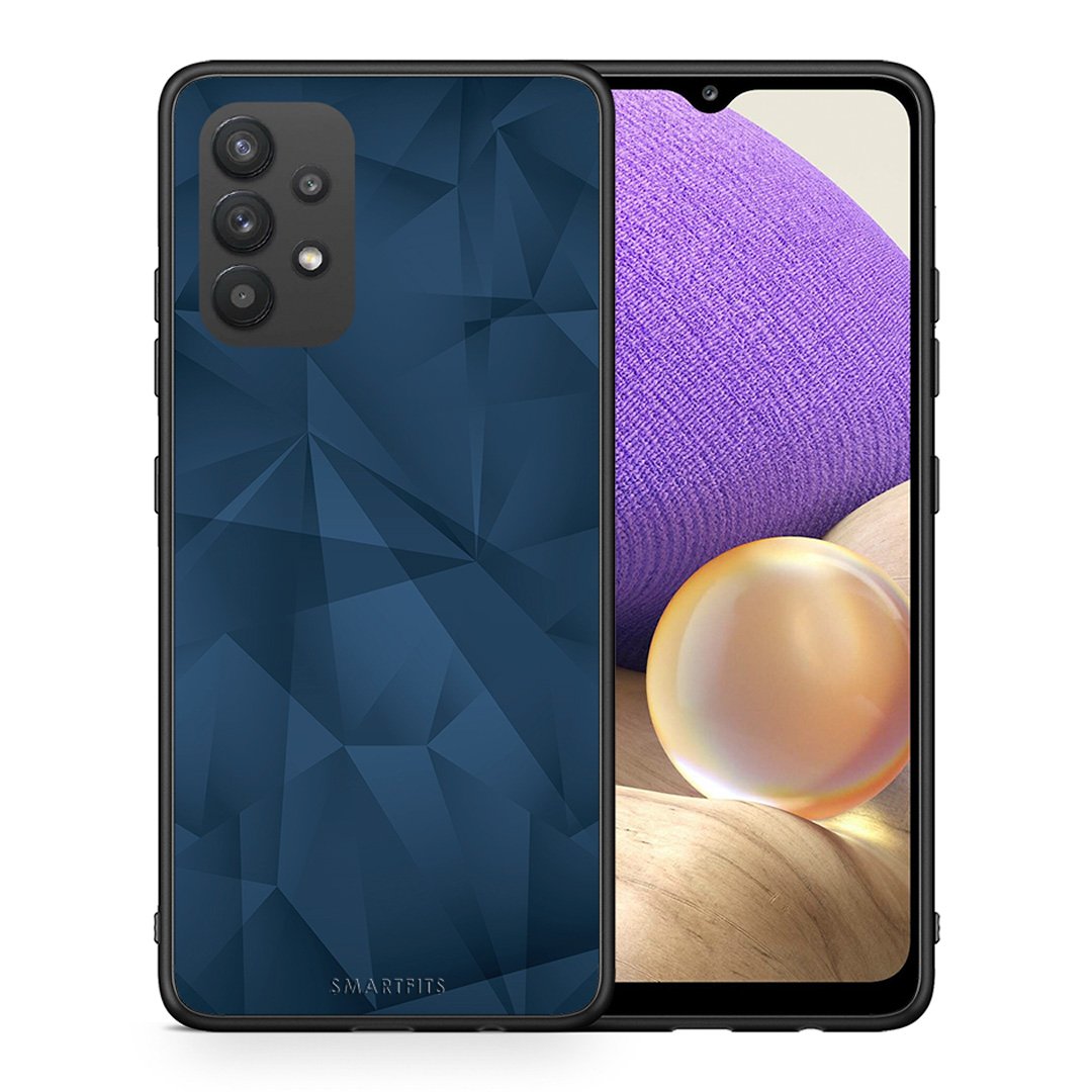 Θήκη Samsung A32 4G Blue Abstract Geometric από τη Smartfits με σχέδιο στο πίσω μέρος και μαύρο περίβλημα | Samsung A32 4G Blue Abstract Geometric case with colorful back and black bezels