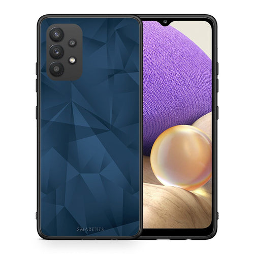 Θήκη Samsung A32 4G Blue Abstract Geometric από τη Smartfits με σχέδιο στο πίσω μέρος και μαύρο περίβλημα | Samsung A32 4G Blue Abstract Geometric case with colorful back and black bezels