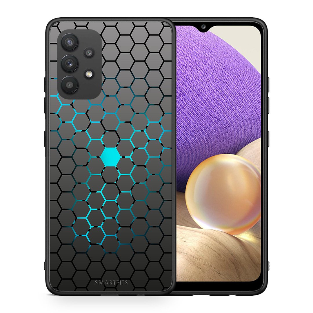 Θήκη Samsung A32 4G Hexagonal Geometric από τη Smartfits με σχέδιο στο πίσω μέρος και μαύρο περίβλημα | Samsung A32 4G Hexagonal Geometric case with colorful back and black bezels