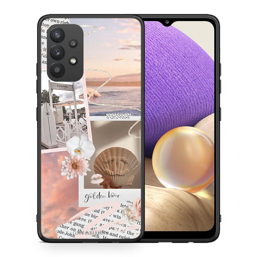 Θήκη Αγίου Βαλεντίνου Samsung A32 4G Golden Hour από τη Smartfits με σχέδιο στο πίσω μέρος και μαύρο περίβλημα | Samsung A32 4G Golden Hour case with colorful back and black bezels