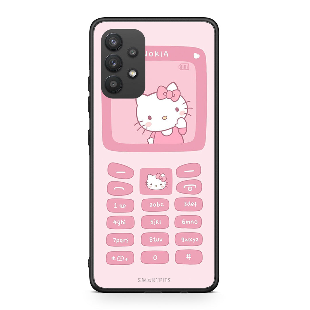 Samsung A32 4G Hello Kitten Θήκη Αγίου Βαλεντίνου από τη Smartfits με σχέδιο στο πίσω μέρος και μαύρο περίβλημα | Smartphone case with colorful back and black bezels by Smartfits