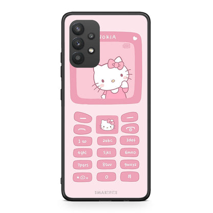 Samsung A32 4G Hello Kitten Θήκη Αγίου Βαλεντίνου από τη Smartfits με σχέδιο στο πίσω μέρος και μαύρο περίβλημα | Smartphone case with colorful back and black bezels by Smartfits