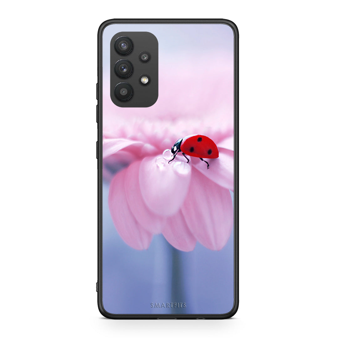 Samsung A32 4G Ladybug Flower θήκη από τη Smartfits με σχέδιο στο πίσω μέρος και μαύρο περίβλημα | Smartphone case with colorful back and black bezels by Smartfits