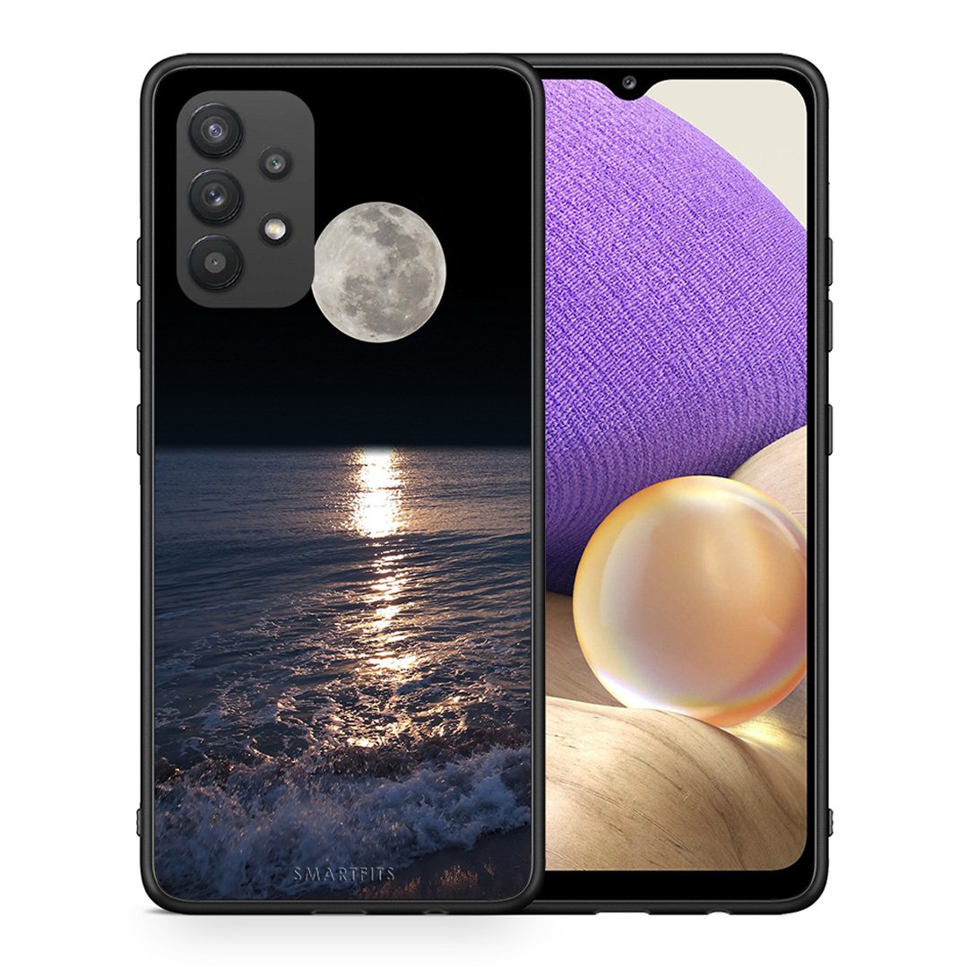 Θήκη Samsung A32 4G Moon Landscape από τη Smartfits με σχέδιο στο πίσω μέρος και μαύρο περίβλημα | Samsung A32 4G Moon Landscape case with colorful back and black bezels