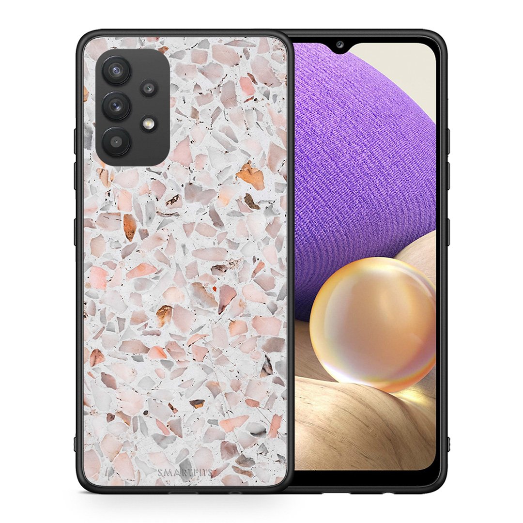 Θήκη Samsung A32 4G Marble Terrazzo από τη Smartfits με σχέδιο στο πίσω μέρος και μαύρο περίβλημα | Samsung A32 4G Marble Terrazzo case with colorful back and black bezels