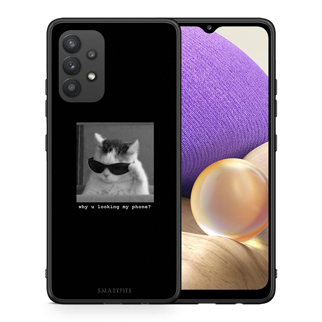Θήκη Samsung A32 4G Meme Cat από τη Smartfits με σχέδιο στο πίσω μέρος και μαύρο περίβλημα | Samsung A32 4G Meme Cat case with colorful back and black bezels