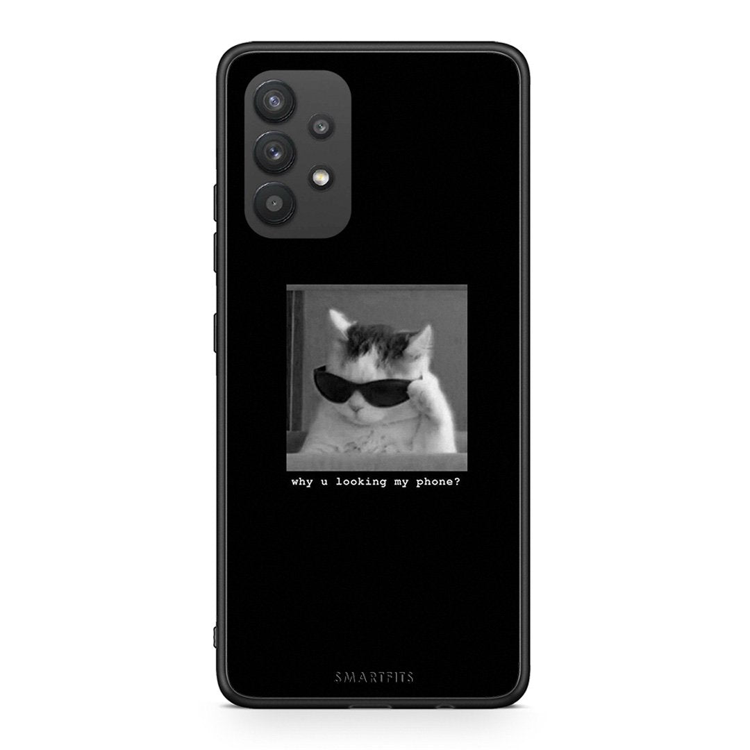 Samsung A32 4G Meme Cat θήκη από τη Smartfits με σχέδιο στο πίσω μέρος και μαύρο περίβλημα | Smartphone case with colorful back and black bezels by Smartfits