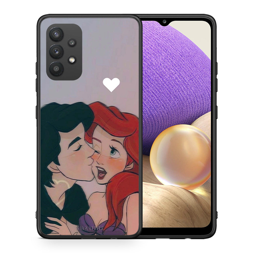 Θήκη Αγίου Βαλεντίνου Samsung A32 4G Mermaid Love από τη Smartfits με σχέδιο στο πίσω μέρος και μαύρο περίβλημα | Samsung A32 4G Mermaid Love case with colorful back and black bezels
