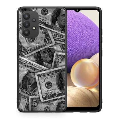 Θήκη Samsung A32 4G Money Dollars από τη Smartfits με σχέδιο στο πίσω μέρος και μαύρο περίβλημα | Samsung A32 4G Money Dollars case with colorful back and black bezels