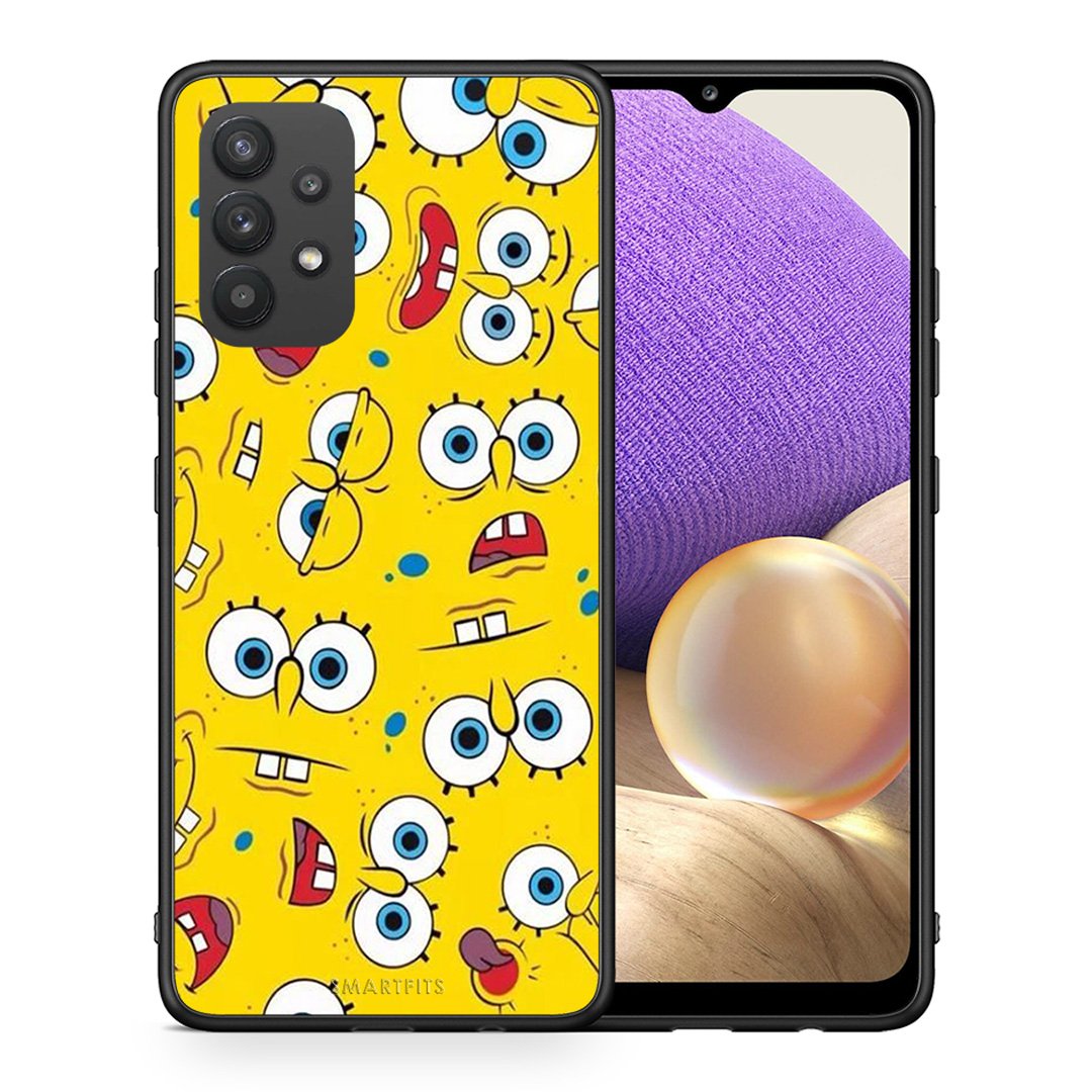 Θήκη Samsung A32 4G Sponge PopArt από τη Smartfits με σχέδιο στο πίσω μέρος και μαύρο περίβλημα | Samsung A32 4G Sponge PopArt case with colorful back and black bezels