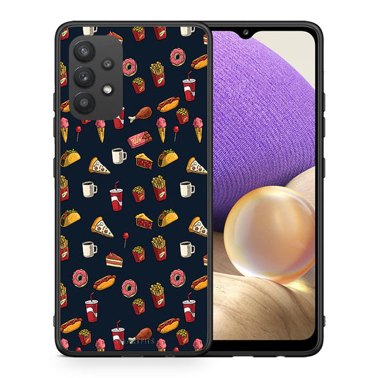 Θήκη Samsung A32 4G Hungry Random από τη Smartfits με σχέδιο στο πίσω μέρος και μαύρο περίβλημα | Samsung A32 4G Hungry Random case with colorful back and black bezels