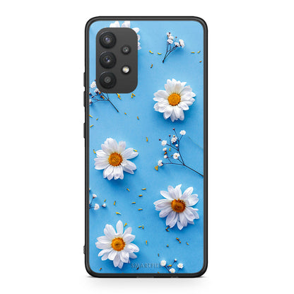 Samsung A32 4G Real Daisies θήκη από τη Smartfits με σχέδιο στο πίσω μέρος και μαύρο περίβλημα | Smartphone case with colorful back and black bezels by Smartfits