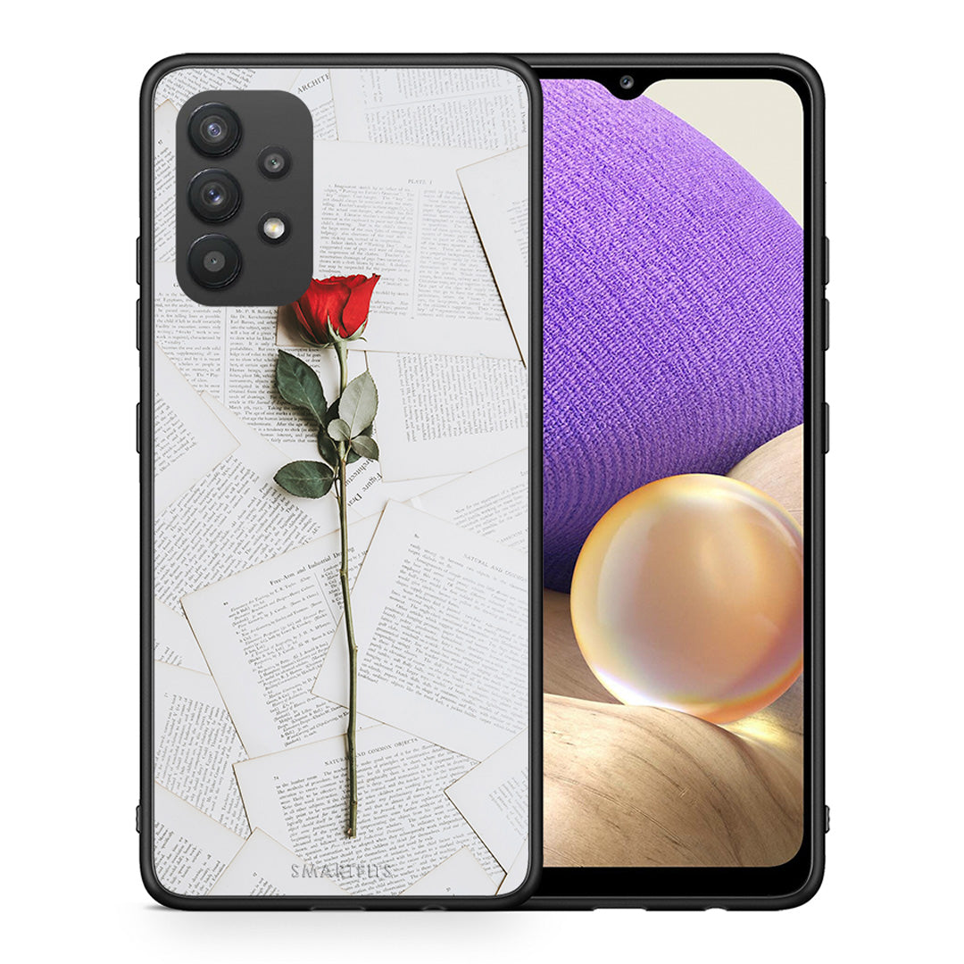 Θήκη Samsung A32 4G Red Rose από τη Smartfits με σχέδιο στο πίσω μέρος και μαύρο περίβλημα | Samsung A32 4G Red Rose case with colorful back and black bezels