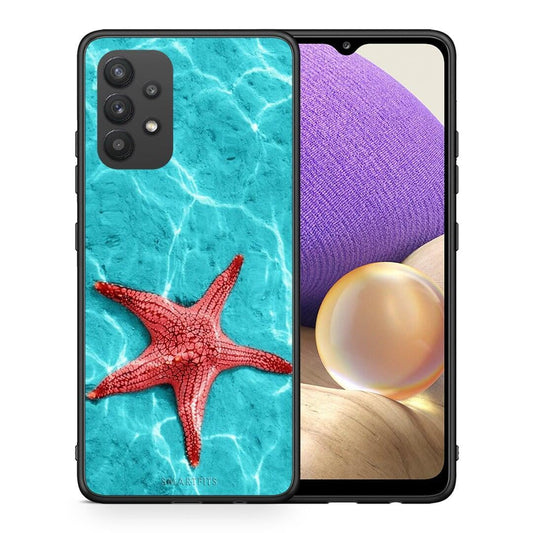 Θήκη Samsung A32 4G Red Starfish από τη Smartfits με σχέδιο στο πίσω μέρος και μαύρο περίβλημα | Samsung A32 4G Red Starfish case with colorful back and black bezels