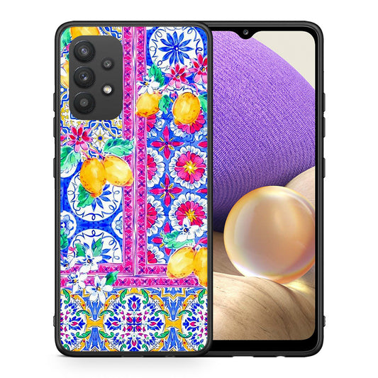 Θήκη Samsung A32 4G Retro Spring από τη Smartfits με σχέδιο στο πίσω μέρος και μαύρο περίβλημα | Samsung A32 4G Retro Spring case with colorful back and black bezels