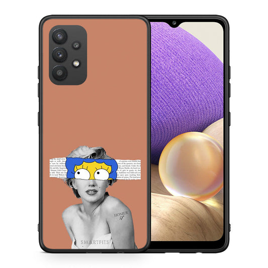 Θήκη Samsung A32 4G Sim Merilyn από τη Smartfits με σχέδιο στο πίσω μέρος και μαύρο περίβλημα | Samsung A32 4G Sim Merilyn case with colorful back and black bezels