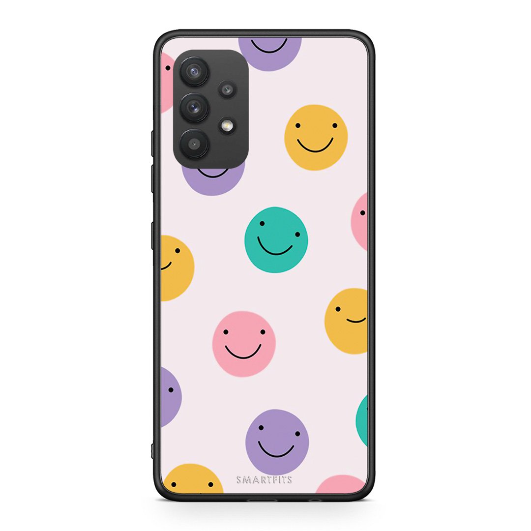 Samsung A32 4G Smiley Faces θήκη από τη Smartfits με σχέδιο στο πίσω μέρος και μαύρο περίβλημα | Smartphone case with colorful back and black bezels by Smartfits