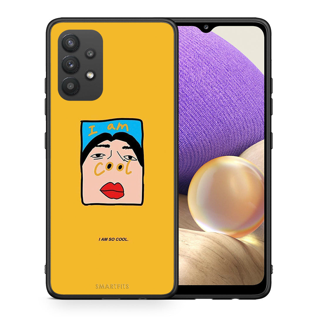 Θήκη Αγίου Βαλεντίνου Samsung A32 4G So Cool από τη Smartfits με σχέδιο στο πίσω μέρος και μαύρο περίβλημα | Samsung A32 4G So Cool case with colorful back and black bezels