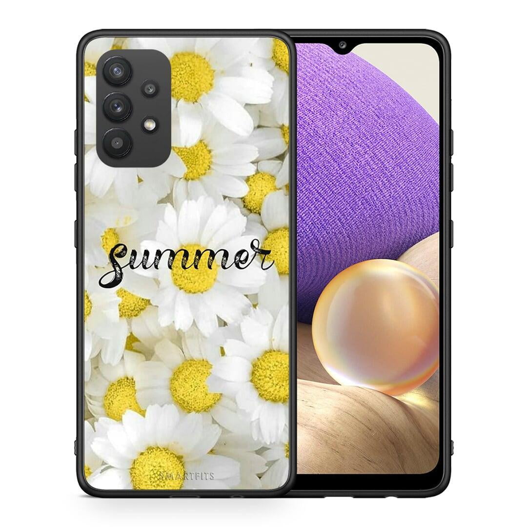 Θήκη Samsung A32 4G Summer Daisies από τη Smartfits με σχέδιο στο πίσω μέρος και μαύρο περίβλημα | Samsung A32 4G Summer Daisies case with colorful back and black bezels