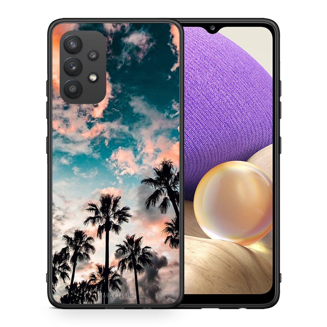 Θήκη Samsung A32 4G Sky Summer από τη Smartfits με σχέδιο στο πίσω μέρος και μαύρο περίβλημα | Samsung A32 4G Sky Summer case with colorful back and black bezels