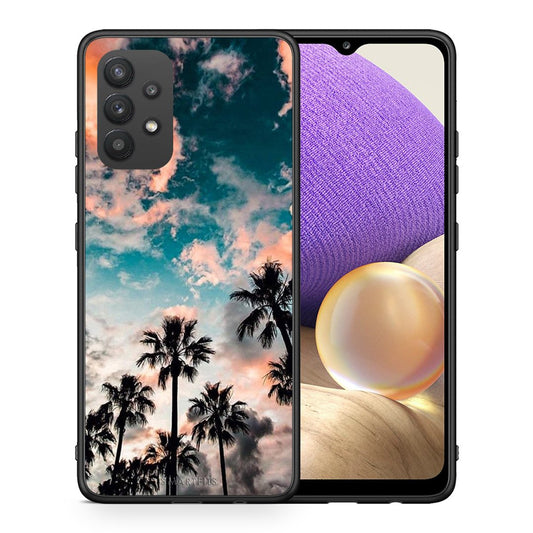 Θήκη Samsung A32 4G Sky Summer από τη Smartfits με σχέδιο στο πίσω μέρος και μαύρο περίβλημα | Samsung A32 4G Sky Summer case with colorful back and black bezels