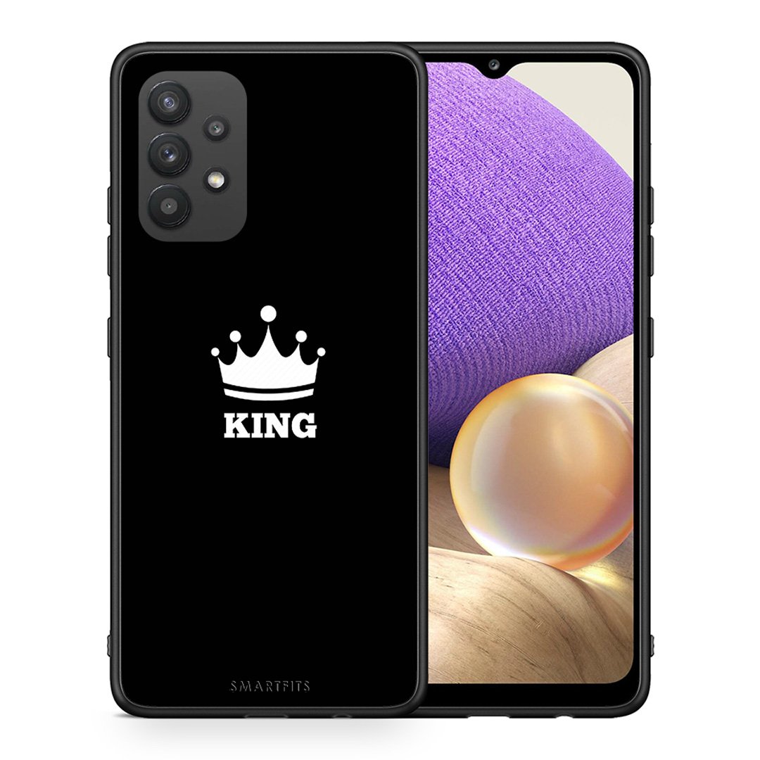 Θήκη Samsung A32 4G King Valentine από τη Smartfits με σχέδιο στο πίσω μέρος και μαύρο περίβλημα | Samsung A32 4G King Valentine case with colorful back and black bezels