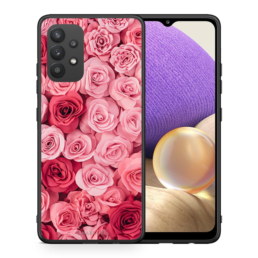 Θήκη Samsung A32 4G RoseGarden Valentine από τη Smartfits με σχέδιο στο πίσω μέρος και μαύρο περίβλημα | Samsung A32 4G RoseGarden Valentine case with colorful back and black bezels