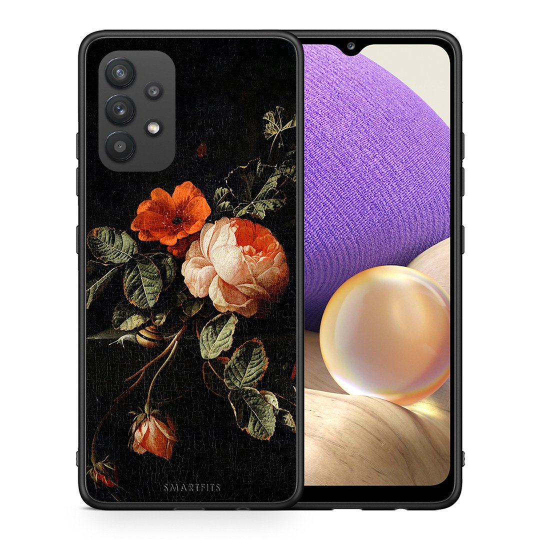 Θήκη Samsung A32 4G Vintage Roses από τη Smartfits με σχέδιο στο πίσω μέρος και μαύρο περίβλημα | Samsung A32 4G Vintage Roses case with colorful back and black bezels