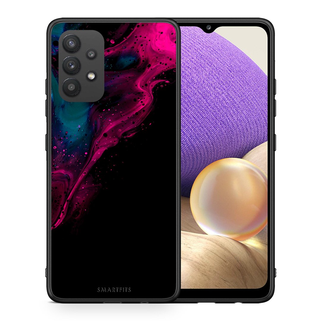 Θήκη Samsung A32 4G Pink Black Watercolor από τη Smartfits με σχέδιο στο πίσω μέρος και μαύρο περίβλημα | Samsung A32 4G Pink Black Watercolor case with colorful back and black bezels