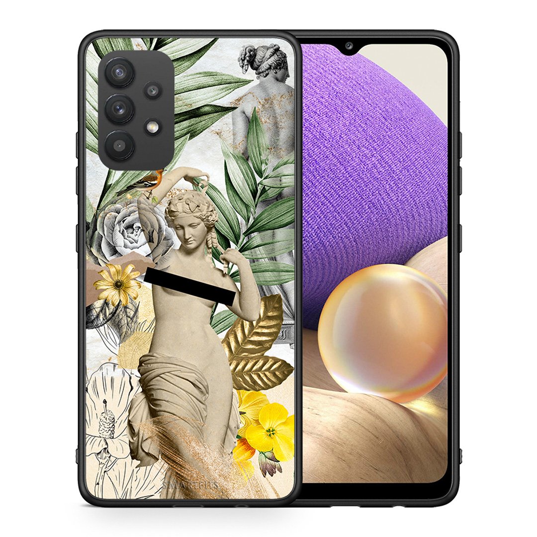 Θήκη Samsung A32 4G Woman Statue από τη Smartfits με σχέδιο στο πίσω μέρος και μαύρο περίβλημα | Samsung A32 4G Woman Statue case with colorful back and black bezels