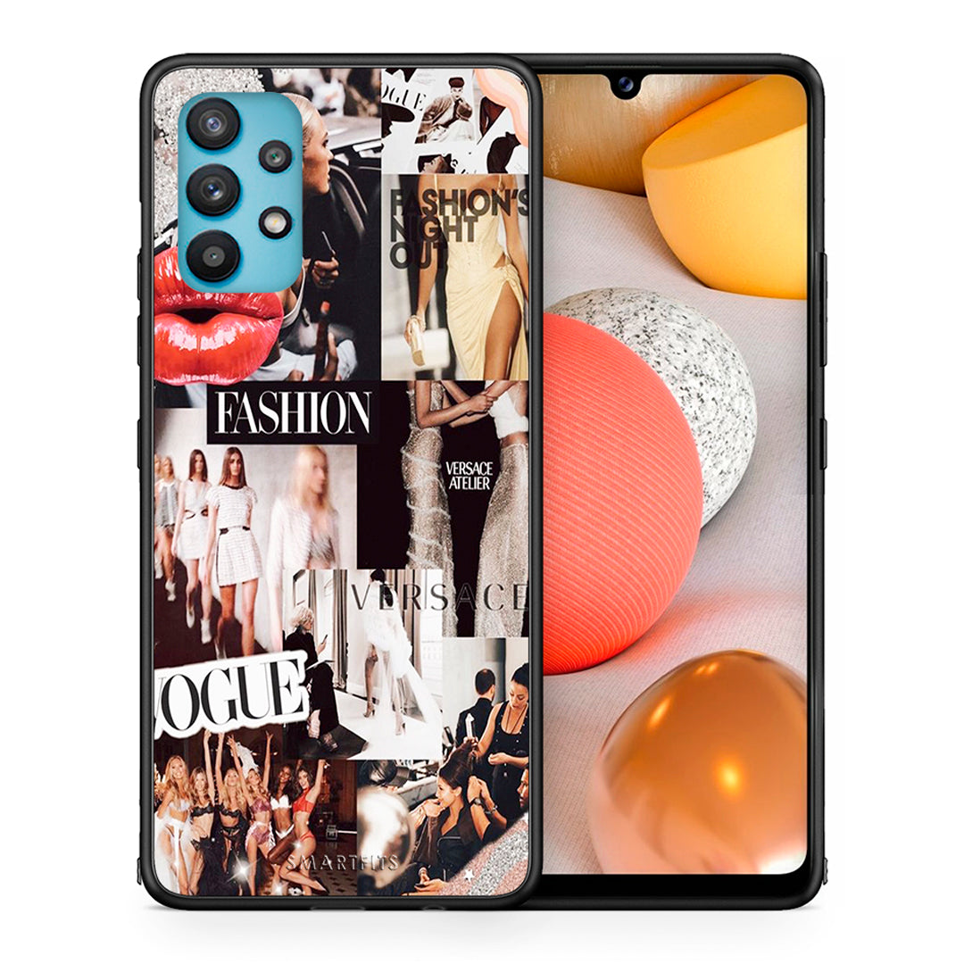 Θήκη Αγίου Βαλεντίνου Samsung Galaxy A32 5G Collage Fashion από τη Smartfits με σχέδιο στο πίσω μέρος και μαύρο περίβλημα | Samsung Galaxy A32 5G Collage Fashion case with colorful back and black bezels