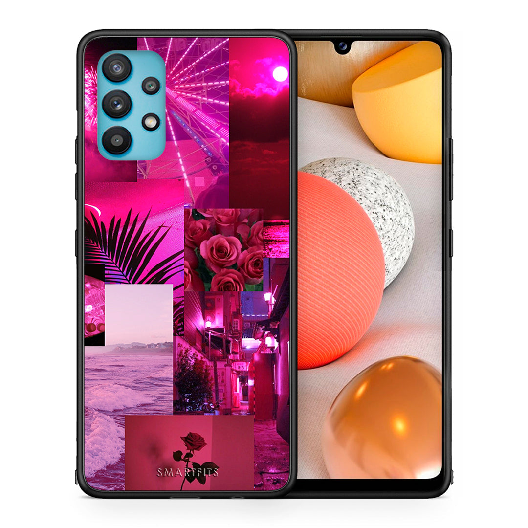 Θήκη Αγίου Βαλεντίνου Samsung Galaxy A32 5G Collage Red Roses από τη Smartfits με σχέδιο στο πίσω μέρος και μαύρο περίβλημα | Samsung Galaxy A32 5G Collage Red Roses case with colorful back and black bezels