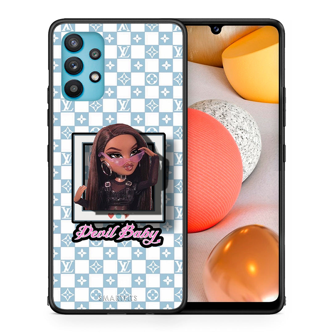Θήκη Αγίου Βαλεντίνου Samsung Galaxy A32 5G Devil Baby από τη Smartfits με σχέδιο στο πίσω μέρος και μαύρο περίβλημα | Samsung Galaxy A32 5G Devil Baby case with colorful back and black bezels