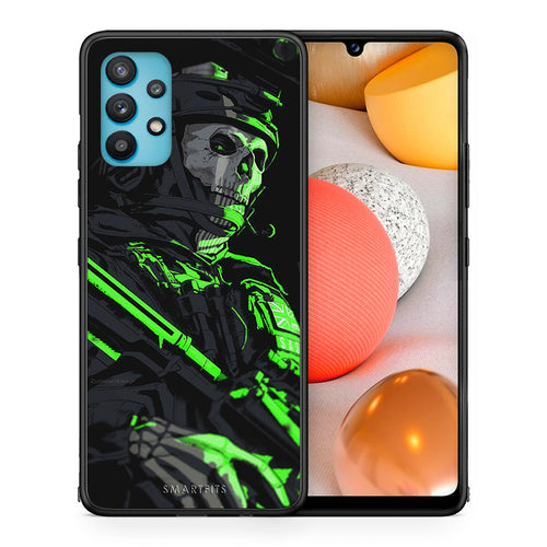 Θήκη Αγίου Βαλεντίνου Samsung Galaxy A32 5G Green Soldier από τη Smartfits με σχέδιο στο πίσω μέρος και μαύρο περίβλημα | Samsung Galaxy A32 5G Green Soldier case with colorful back and black bezels