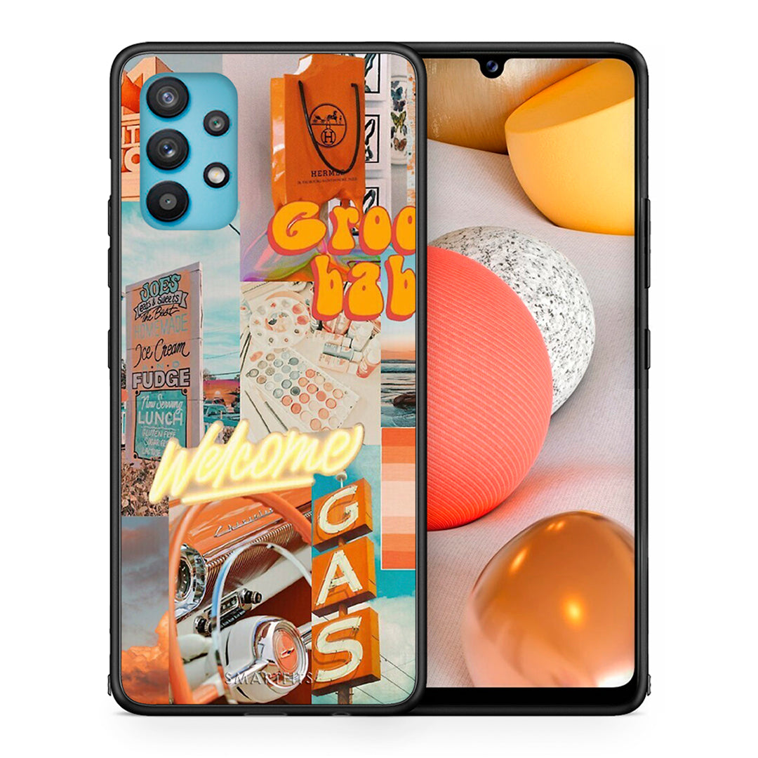 Θήκη Αγίου Βαλεντίνου Samsung Galaxy A32 5G Groovy Babe από τη Smartfits με σχέδιο στο πίσω μέρος και μαύρο περίβλημα | Samsung Galaxy A32 5G Groovy Babe case with colorful back and black bezels