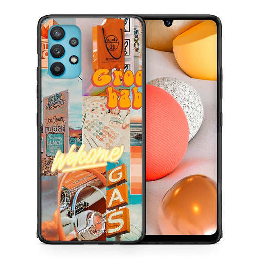 Θήκη Αγίου Βαλεντίνου Samsung Galaxy A32 5G Groovy Babe από τη Smartfits με σχέδιο στο πίσω μέρος και μαύρο περίβλημα | Samsung Galaxy A32 5G Groovy Babe case with colorful back and black bezels