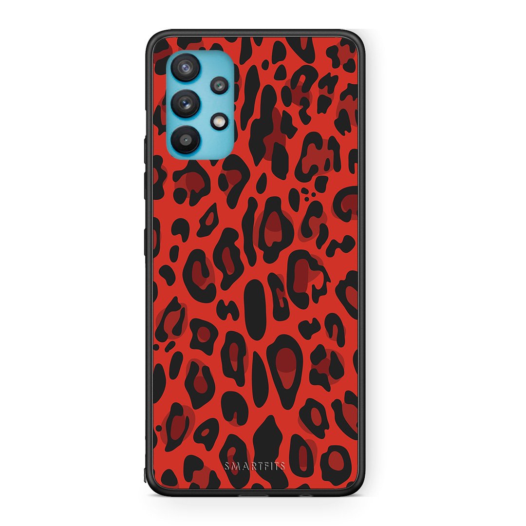 4 - Samsung Galaxy A32 5G  Red Leopard Animal case, cover, bumper