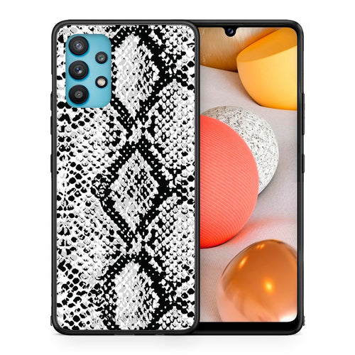Θήκη Samsung Galaxy A32 5G  White Snake Animal από τη Smartfits με σχέδιο στο πίσω μέρος και μαύρο περίβλημα | Samsung Galaxy A32 5G  White Snake Animal case with colorful back and black bezels