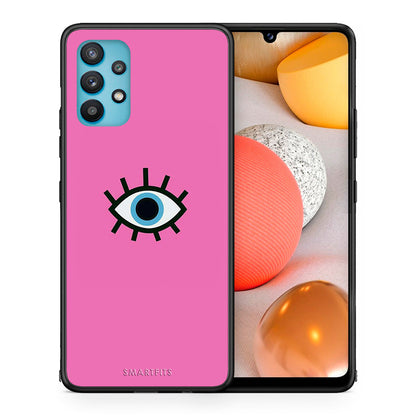 Θήκη Samsung Galaxy A32 5G  Blue Eye Pink από τη Smartfits με σχέδιο στο πίσω μέρος και μαύρο περίβλημα | Samsung Galaxy A32 5G  Blue Eye Pink case with colorful back and black bezels