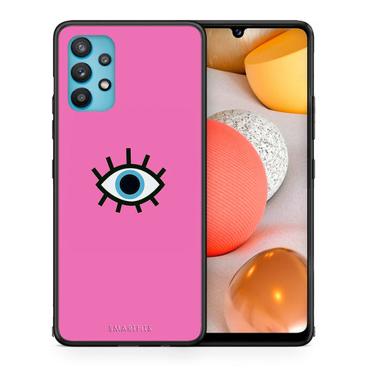 Θήκη Samsung Galaxy A32 5G  Blue Eye Pink από τη Smartfits με σχέδιο στο πίσω μέρος και μαύρο περίβλημα | Samsung Galaxy A32 5G  Blue Eye Pink case with colorful back and black bezels