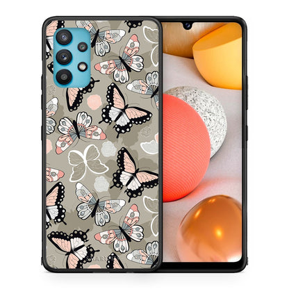 Θήκη Samsung Galaxy A32 5G  Butterflies Boho από τη Smartfits με σχέδιο στο πίσω μέρος και μαύρο περίβλημα | Samsung Galaxy A32 5G  Butterflies Boho case with colorful back and black bezels