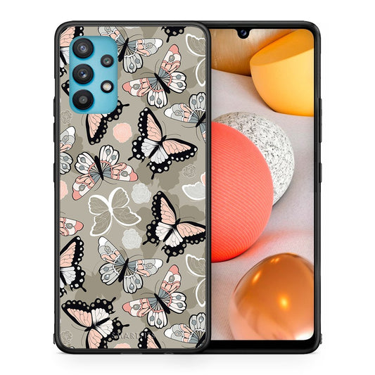 Θήκη Samsung Galaxy A32 5G  Butterflies Boho από τη Smartfits με σχέδιο στο πίσω μέρος και μαύρο περίβλημα | Samsung Galaxy A32 5G  Butterflies Boho case with colorful back and black bezels