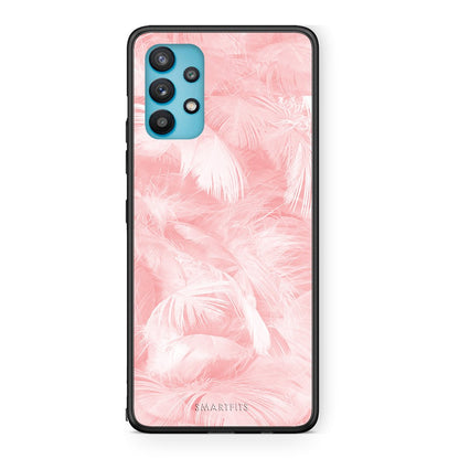 33 - Samsung Galaxy A32 5G  Pink Feather Boho case, cover, bumper