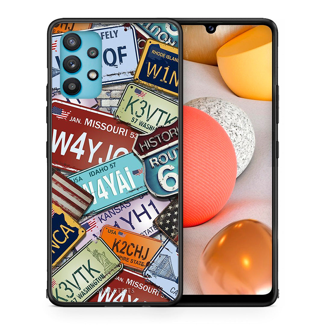 Θήκη Samsung Galaxy A32 5G  Car Plates από τη Smartfits με σχέδιο στο πίσω μέρος και μαύρο περίβλημα | Samsung Galaxy A32 5G  Car Plates case with colorful back and black bezels