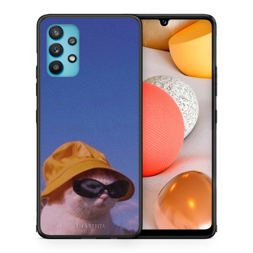 Θήκη Samsung Galaxy A32 5G  Cat Diva από τη Smartfits με σχέδιο στο πίσω μέρος και μαύρο περίβλημα | Samsung Galaxy A32 5G  Cat Diva case with colorful back and black bezels