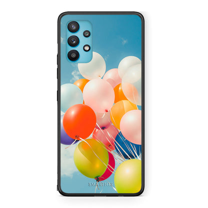 Samsung Galaxy A32 5G  Colorful Balloons θήκη από τη Smartfits με σχέδιο στο πίσω μέρος και μαύρο περίβλημα | Smartphone case with colorful back and black bezels by Smartfits