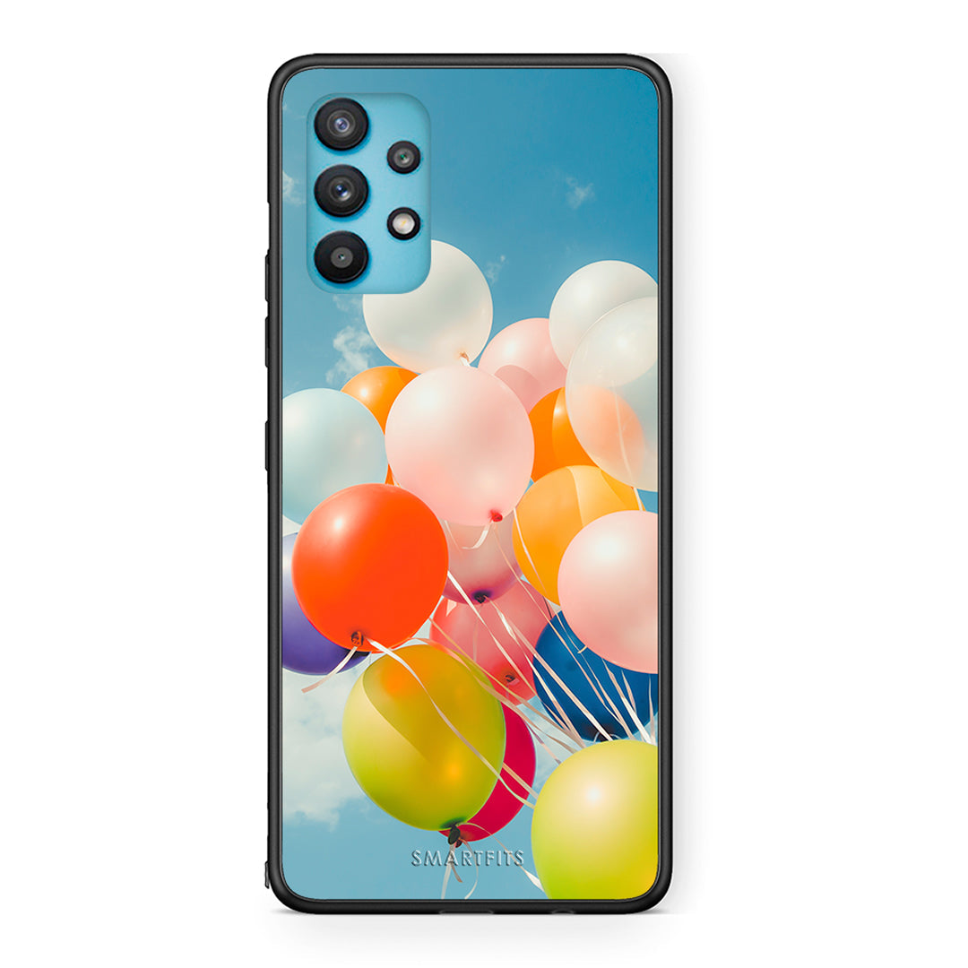 Samsung Galaxy A32 5G  Colorful Balloons θήκη από τη Smartfits με σχέδιο στο πίσω μέρος και μαύρο περίβλημα | Smartphone case with colorful back and black bezels by Smartfits